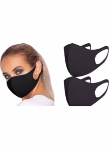 Face Mask Pack of 4 Washable Fabric, Black - Image 8
