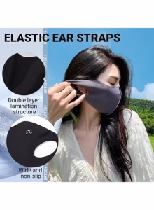 Face Mask Pack of 4 Washable Fabric, Black - Image 4