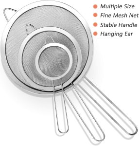 3 Pcs Super Wire Extra Fine Mesh Strainer with Handle, Small Medium Large - Image 3