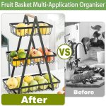 3-Layer Countertop Fruit Storage Basket, Vegetable Rack Bread Display Stand - Image 3