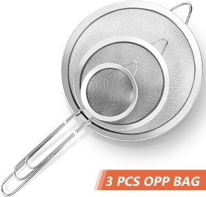 3 Pcs Super Wire Extra Fine Mesh Strainer with Handle, Small Medium Large - Image 2