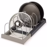 Pan Pot Lid Rack Organizer, Kitchen 7 Tiers Adjustable Stainless Steel Compartments