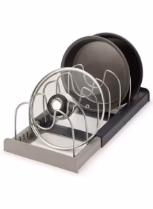 Pan Pot Lid Rack Organizer, Kitchen 7 Tiers Adjustable Stainless Steel Compartments