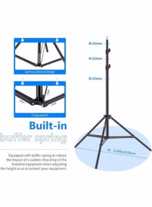 Photography Light Stand 6.6ft / 200 cm Adjustable Tripod Stand, Heavy Duty Aluminum Alloy - Image 2